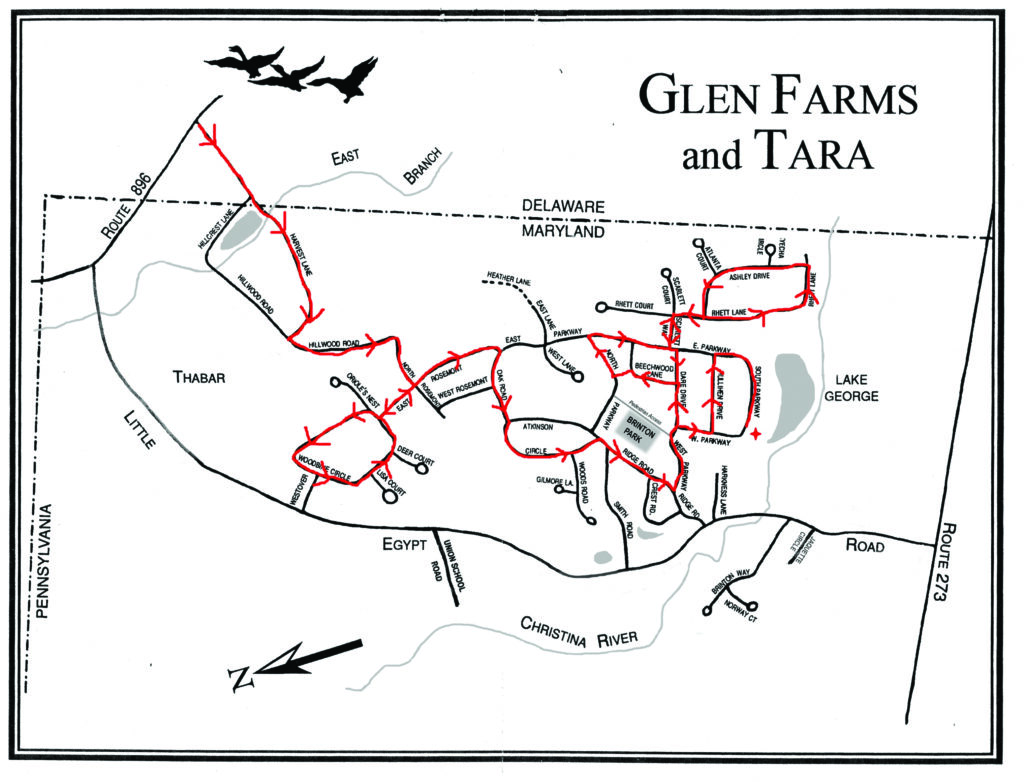A map of the glen farms and tara.