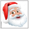 A cartoon picture of santa claus with a red hat.